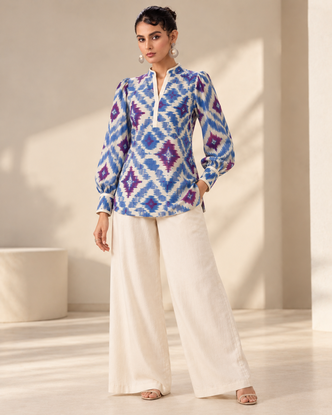 Blue Ikat Print Kurti