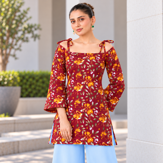 Floral Burgundy Top