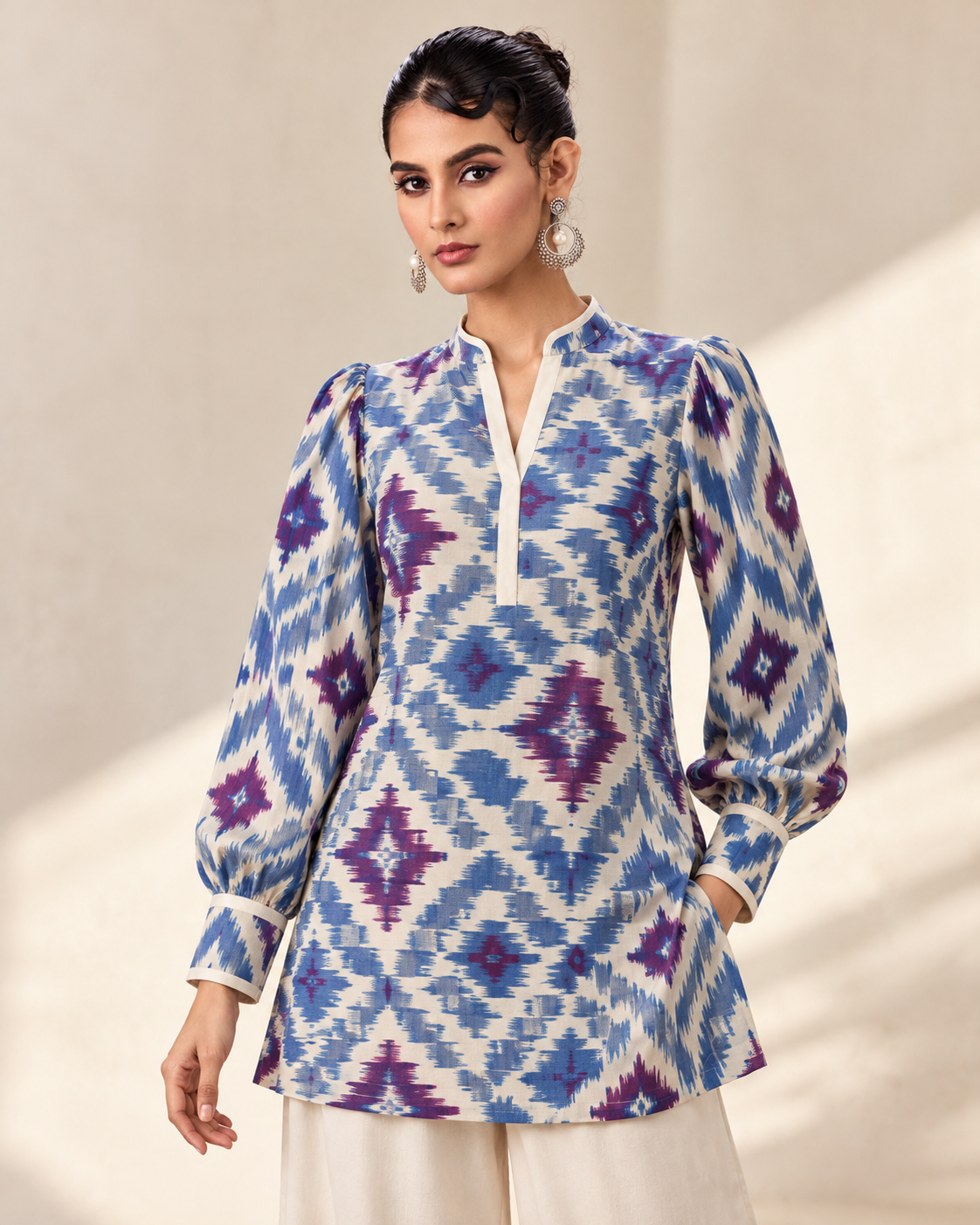 Blue Ikat Print Kurti