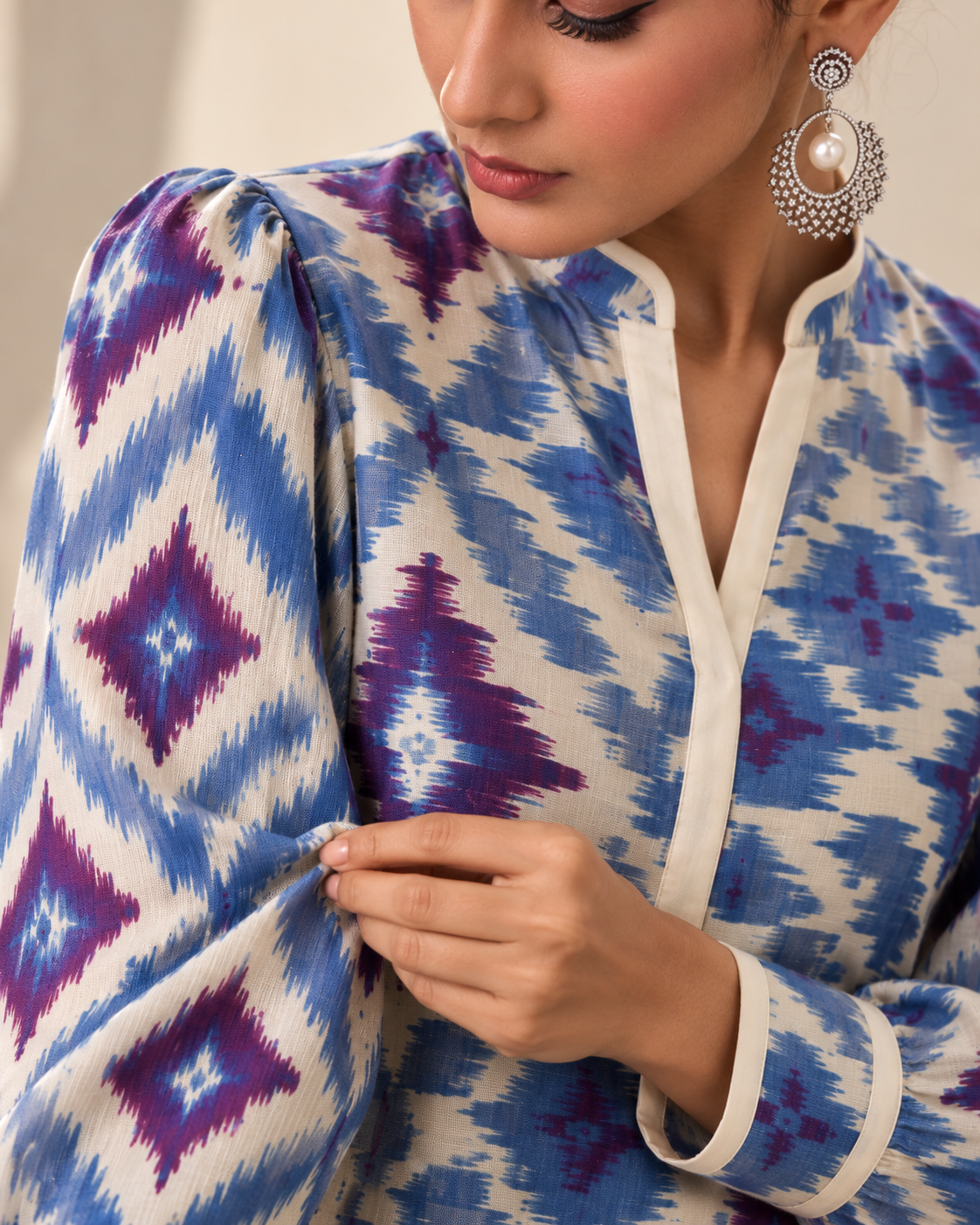 Blue Ikat Print Kurti