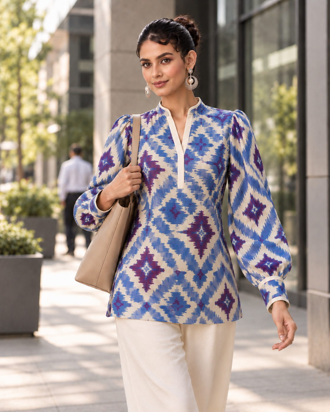 Blue Ikat Print Kurti
